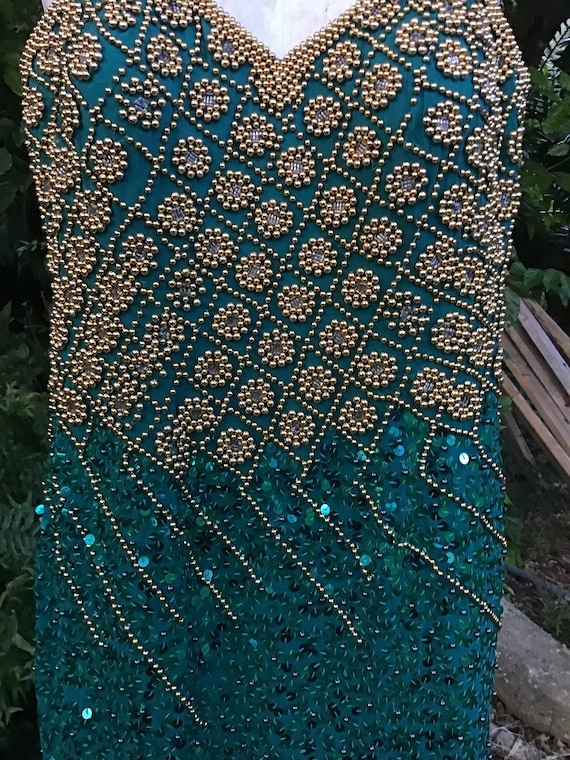 Sequins and beads 1980s silk  dress size 2 - image 4