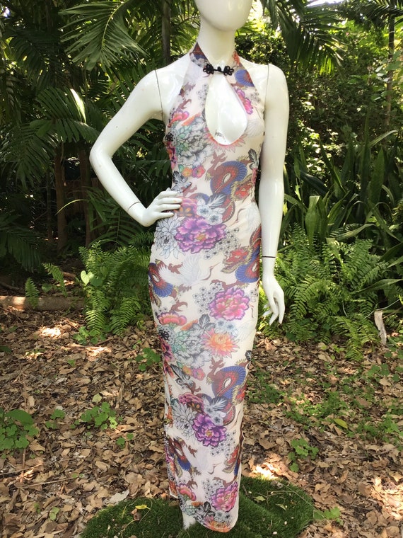 sheer dragon dress Dragon's Embrace Bodycon Sheer Mesh Dress, Revealing See Through Dress, Serpent,snake