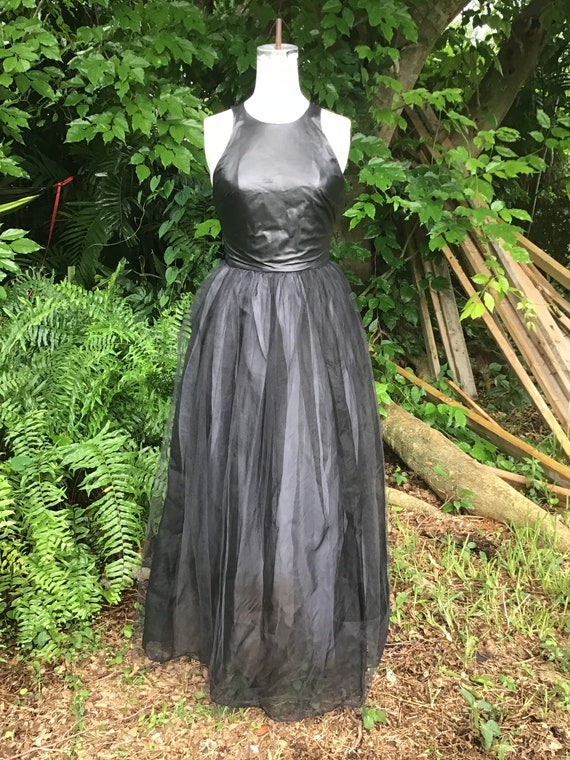 Evening dress with  faux leather bodice - image 2
