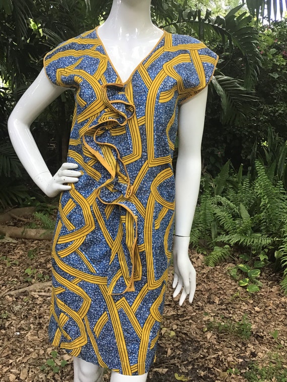 Vintage African print cotton Dress - image 2