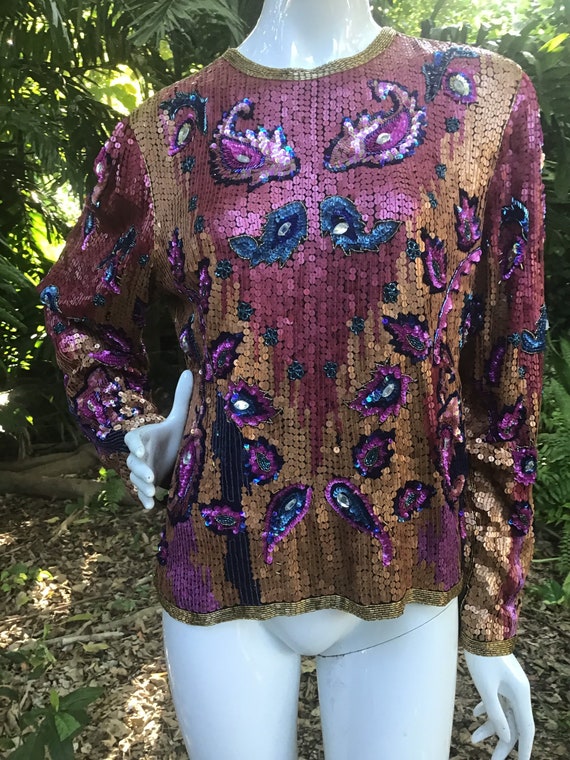 Vintage Judith Ann sequins top 80s - image 7