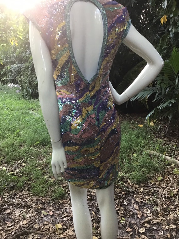 Vintage 1980s A.J.Bari sequins Dress - image 5