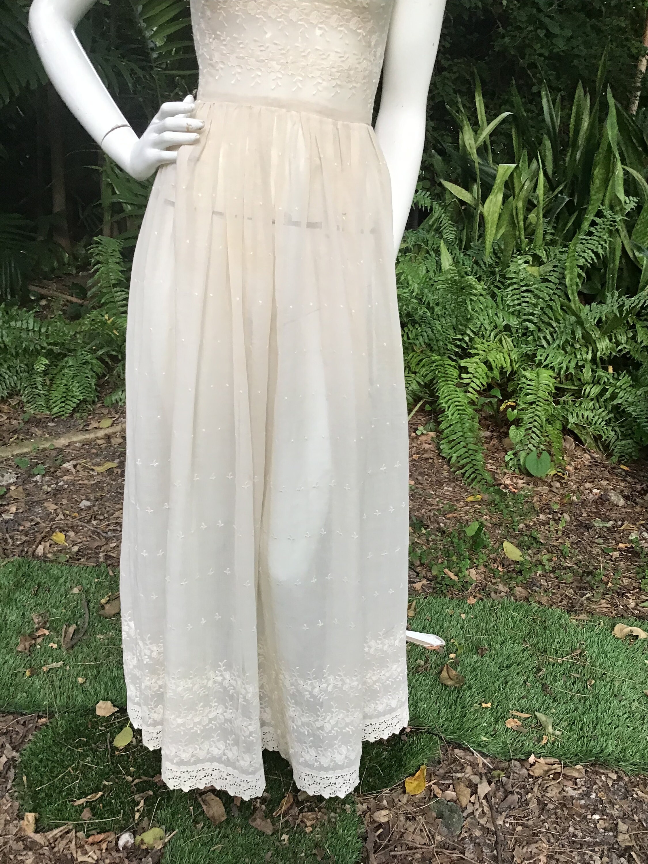 Vintage Cotton 70s Maxi Embroidered Dress - Etsy