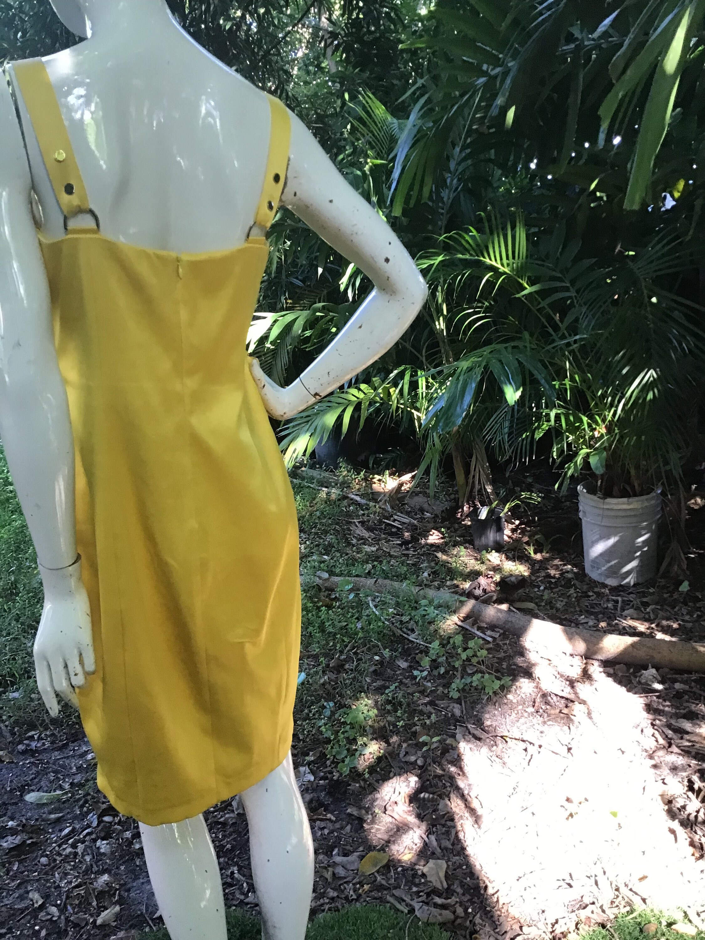 Vintage Cache 90s chic yellow Dress with zippers Vintage Cache 90s chic yellow Dress with zippers