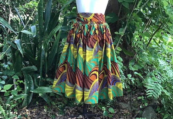 Vintage African print skirt 100%cotton - image 1