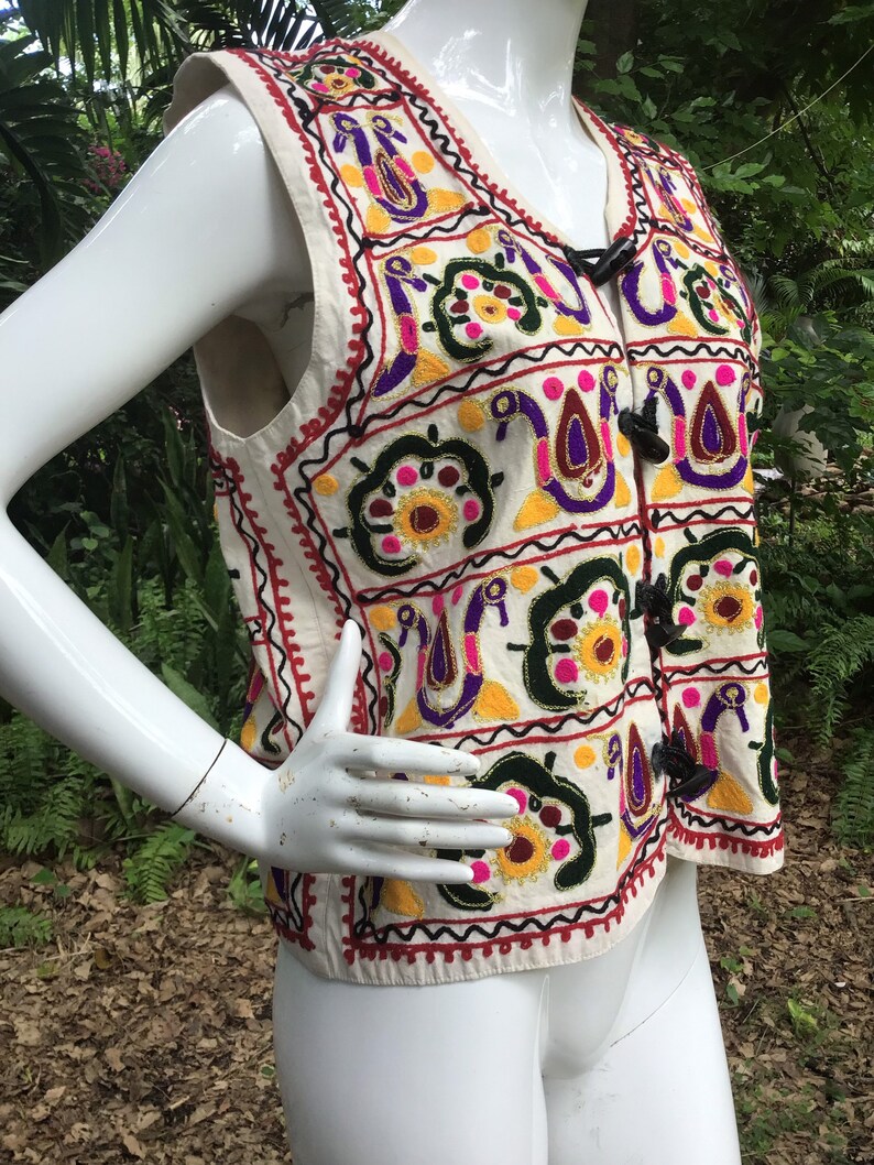Vintage Indian Embroidered Vest - Etsy