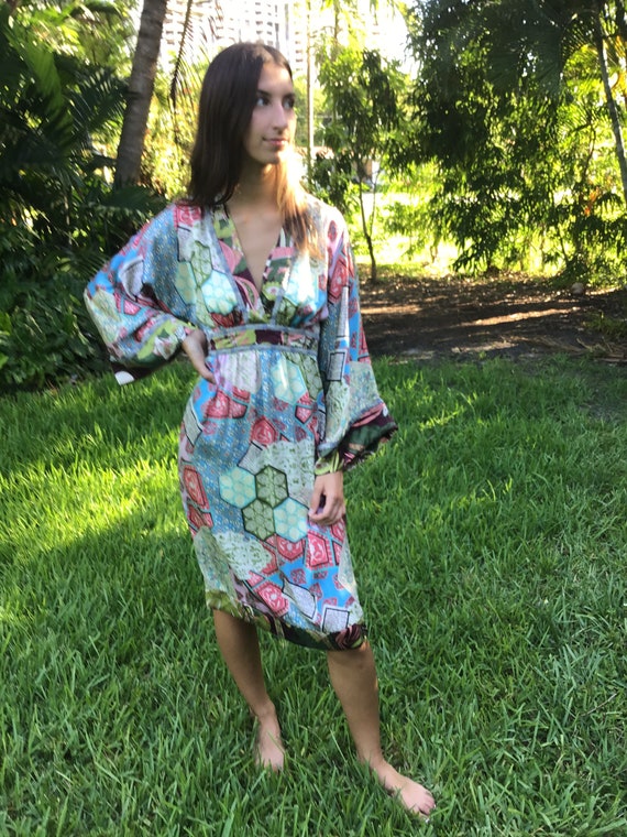 Vintage Nicole Miller kaftan silk dress