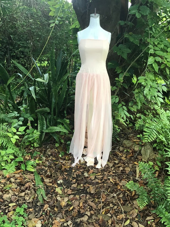Vintage silk Dress with silk &satin fringes
