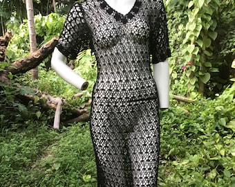 Vintage black crochet Dress