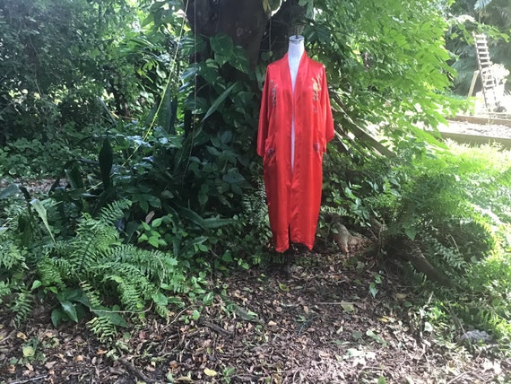 Vintage satin embroidered Chinese Robe