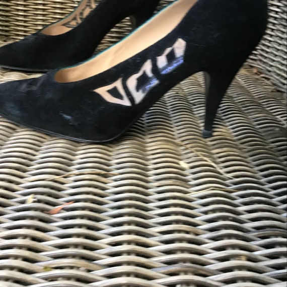 Vintage 80s Maud Frizon suede black shoes - image 6