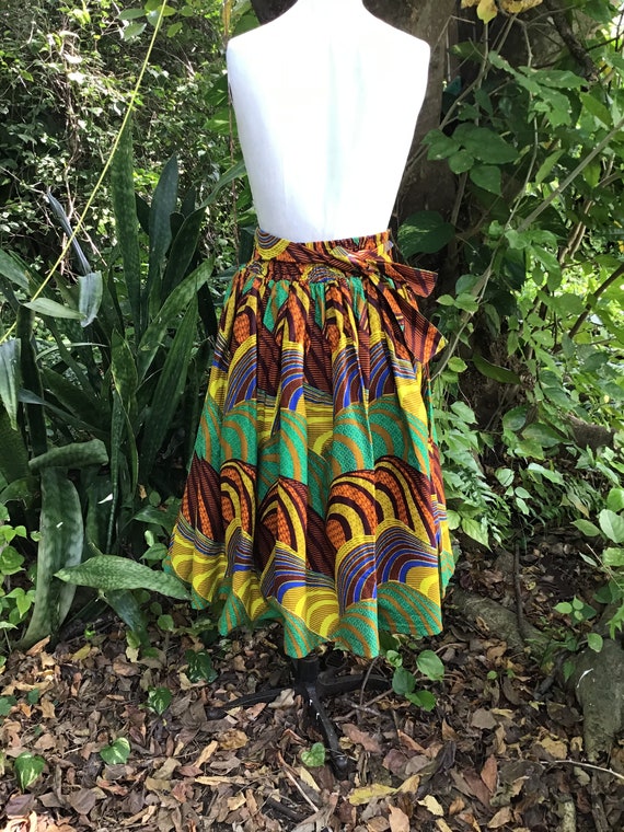 Vintage African print skirt 100%cotton - image 2