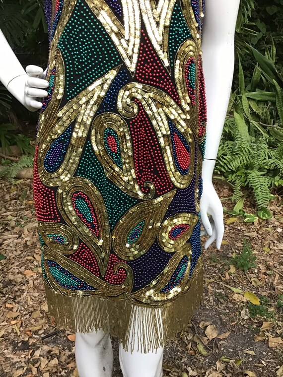 Vintage 90s beaded and sequins with bead fringes - image 8