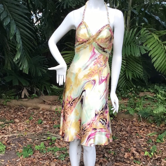 Vintage Halter Neck Morrell Maria Silk Dress Etsy