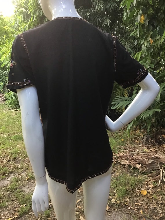 Vintage cotton chiffon embroidered top - image 7