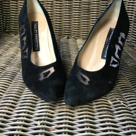 Vintage 80s Maud Frizon suede black shoes - image 3