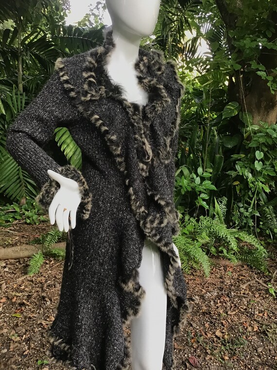 Vintage wool and fur trim cardigan /coat - image 7