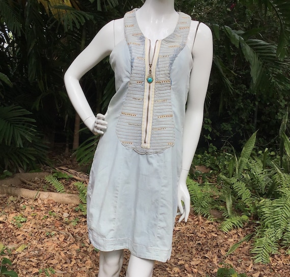 Vintage Denim Dress with zipper - image 1