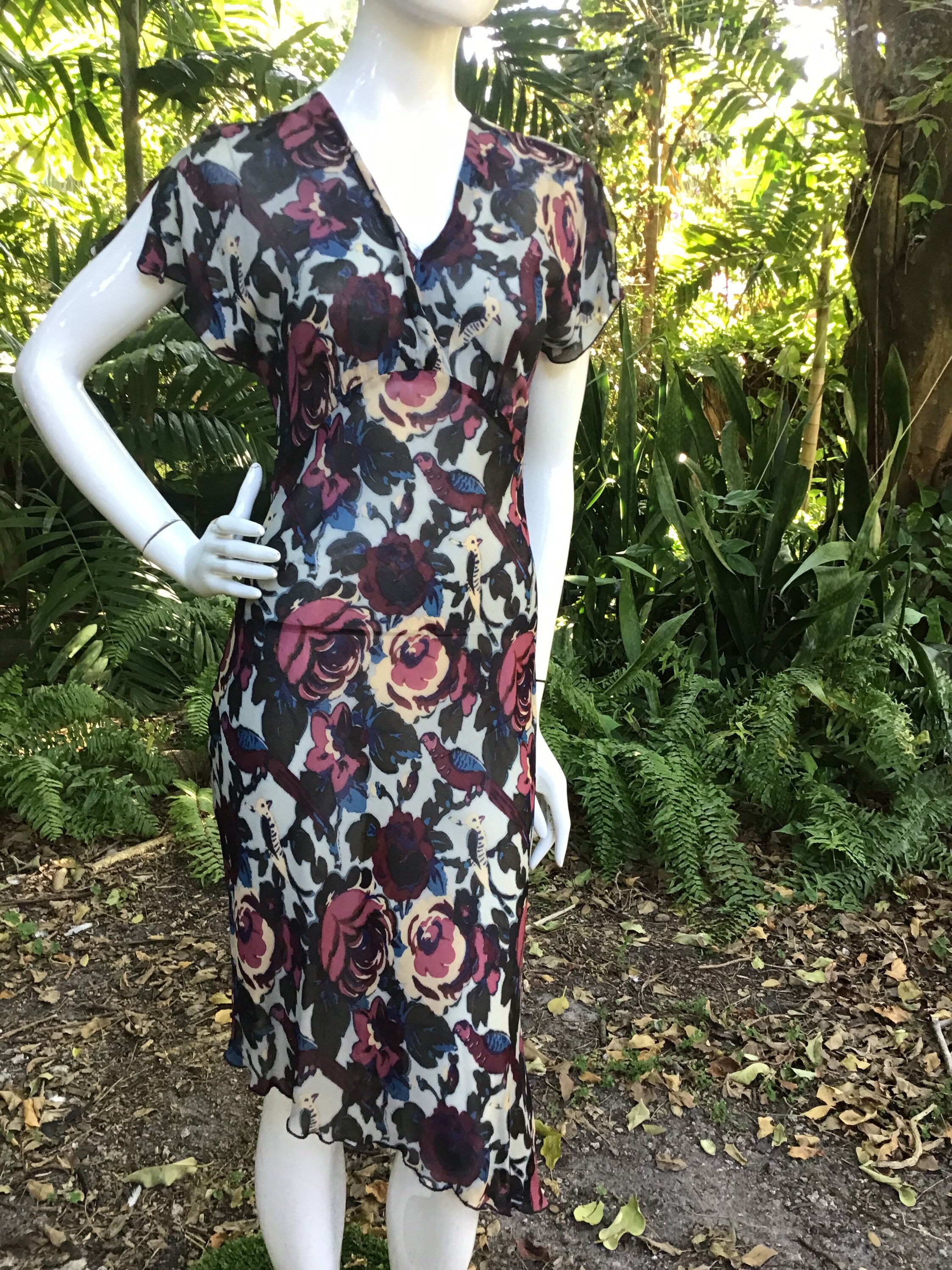 Vintage Anna Sui Silk Dress 90s