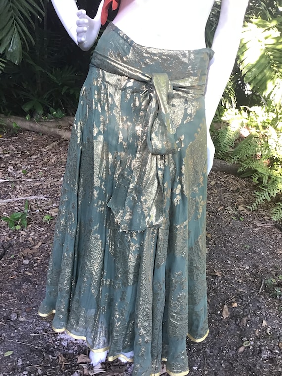 Vintage silk maxi skirt - image 4