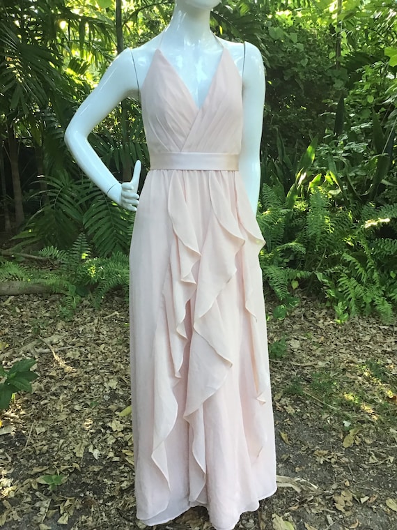 strapless open back dress Talyssa Baby Pink Ruched Waist Double High Slit Maxi Gown – SHOP DDMINE main image 0