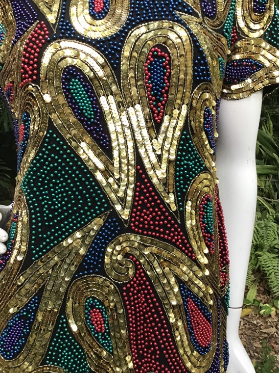 Vintage 90s beaded and sequins with bead fringes - image 6