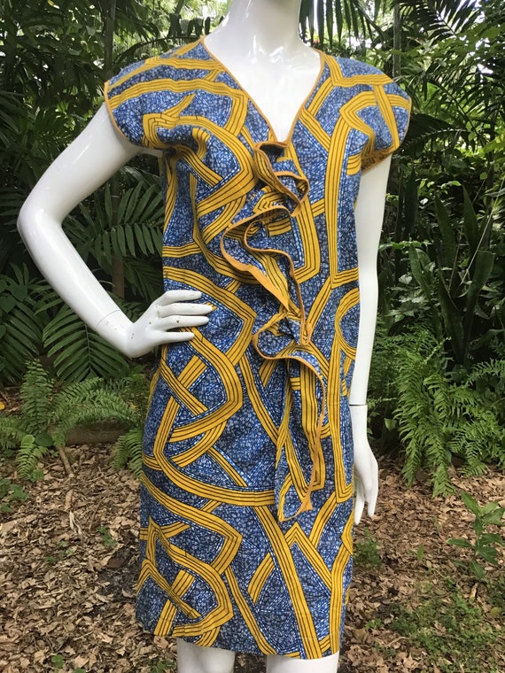 Vintage African print cotton Dress - image 7