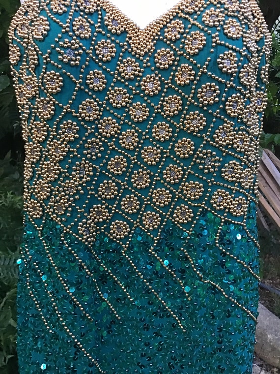 Sequins and beads 1980s silk  dress size 2 - image 3