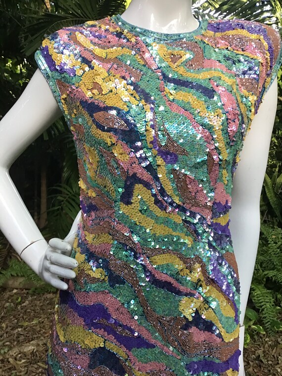 Vintage 1980s A.J.Bari sequins Dress - image 4