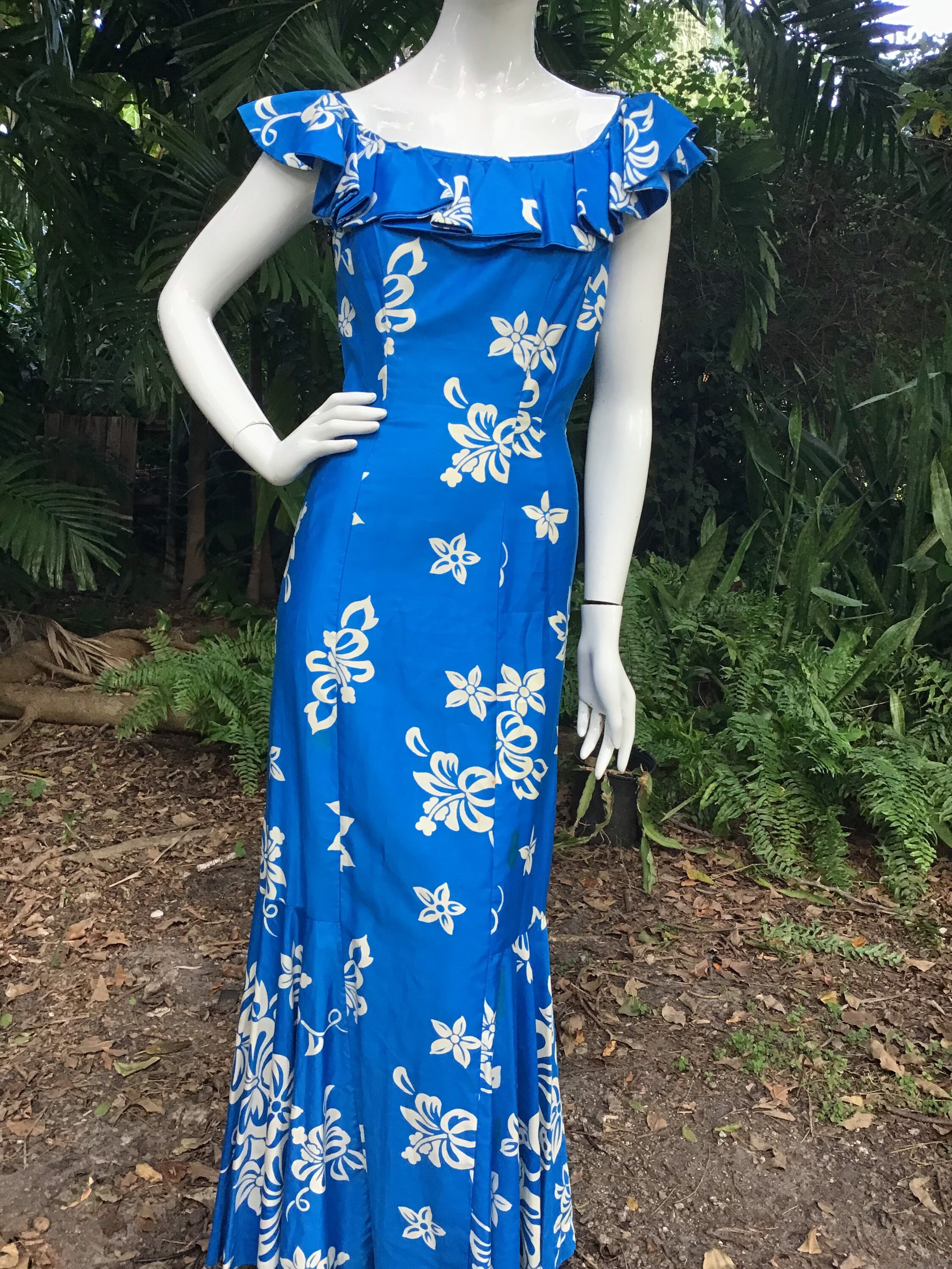 Vintage Hawaiian cotton caftan dress M main image 1