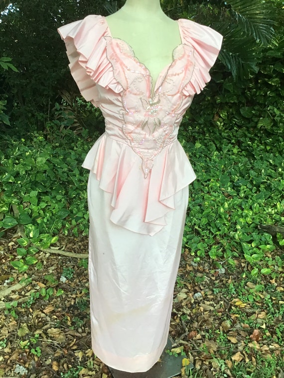 Vintage taffeta Beaded Dress - image 7