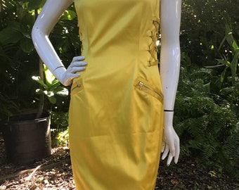 Vintage Cache 90s Chic Yellow Dress With Zippers - Etsy