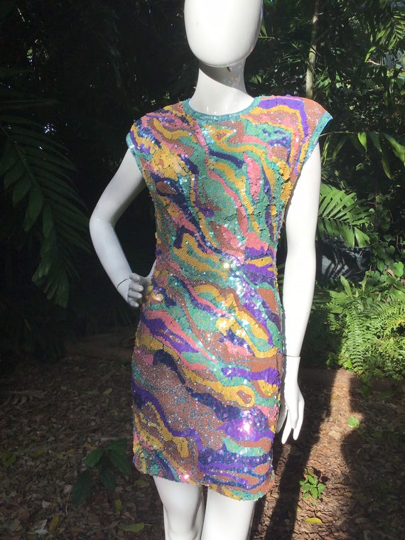 Vintage 1980s A.J.Bari sequins Dress - image 6