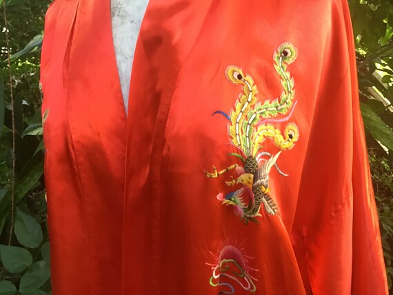 Vintage satin embroidered Chinese Robe - image 5