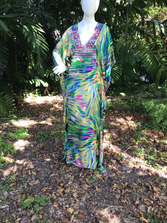 Vintage Kaftan in silk and sequins - image 7