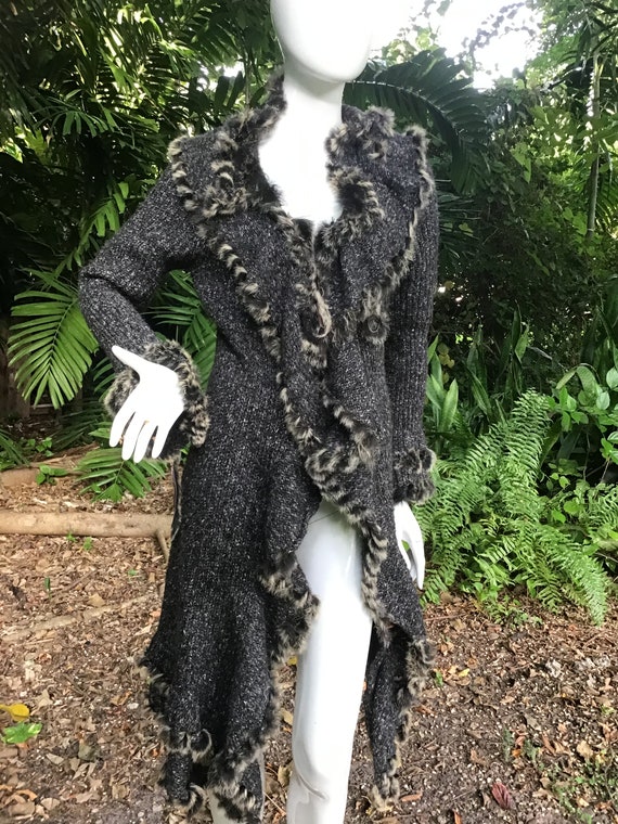 Vintage wool and fur trim cardigan /coat - image 6
