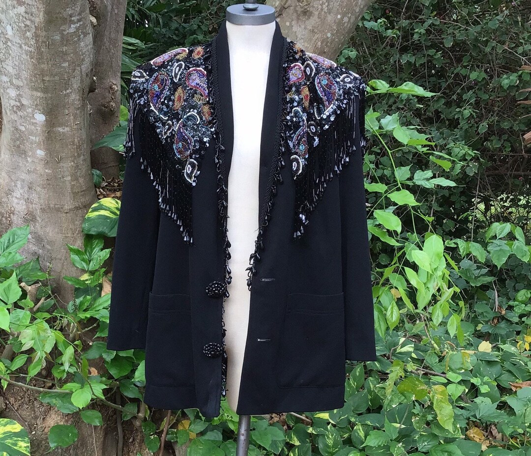Vintage Cache Jacket With Beaded Shawl Collar - Etsy