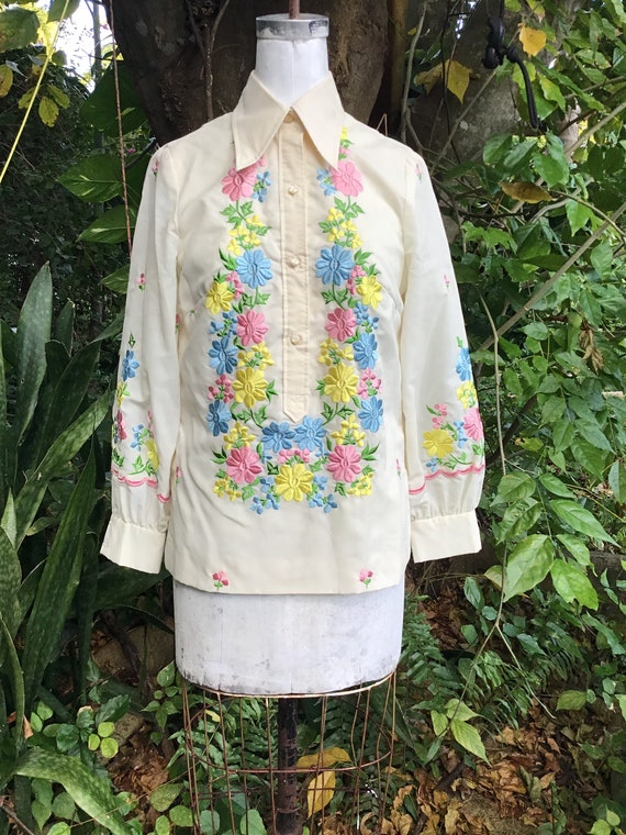 Mexican 70s embroidered shirt - image 4