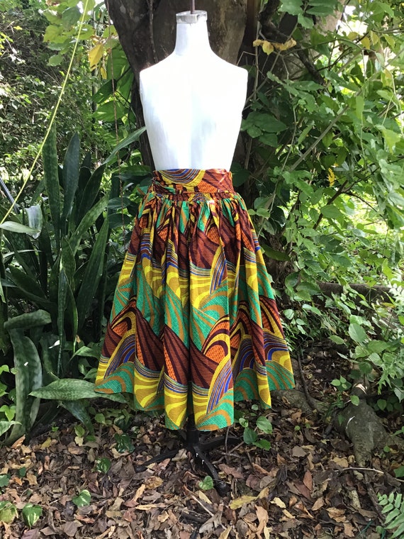 Vintage African print skirt 100%cotton - image 4