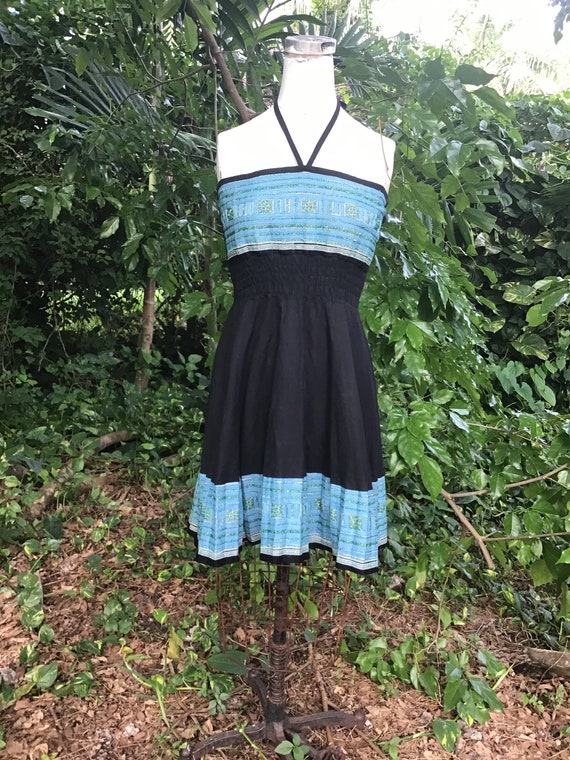 Vintage cotton halter-neck Dress - image 2