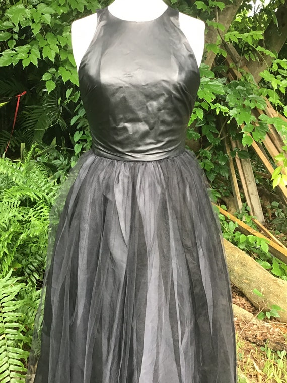 Evening dress with  faux leather bodice - image 5