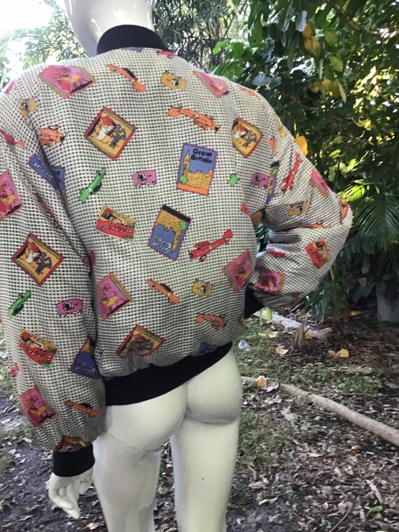 Vintage 90s scarf silk print bomber Jacket - image 6