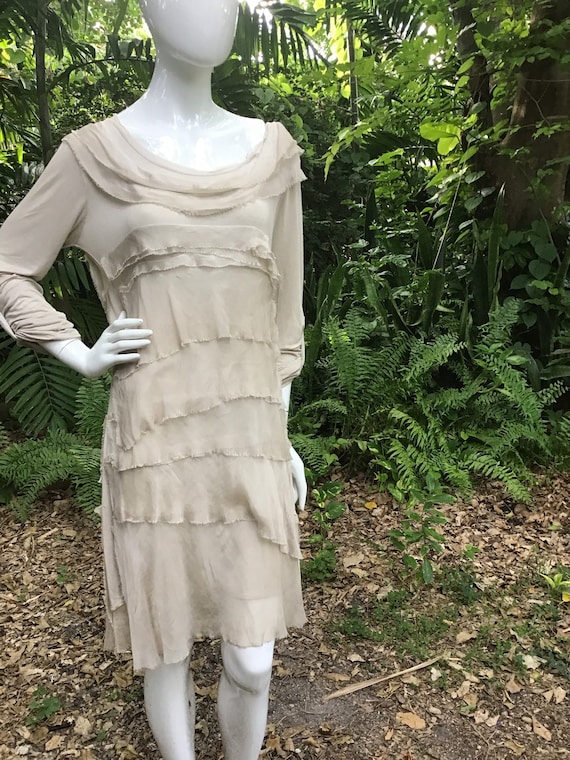 tempo paris silk dress Tempo Paris Silk Tiered Dress 9713MON Brown