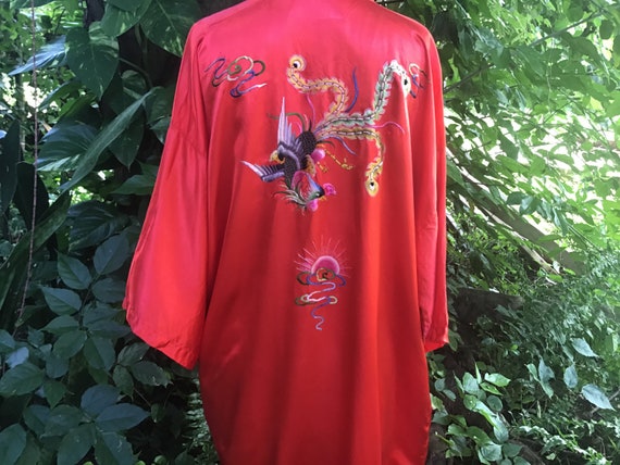 Vintage satin embroidered Chinese Robe - image 6