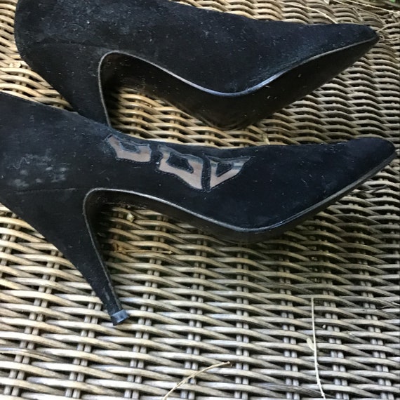 Vintage 80s Maud Frizon suede black shoes - image 4