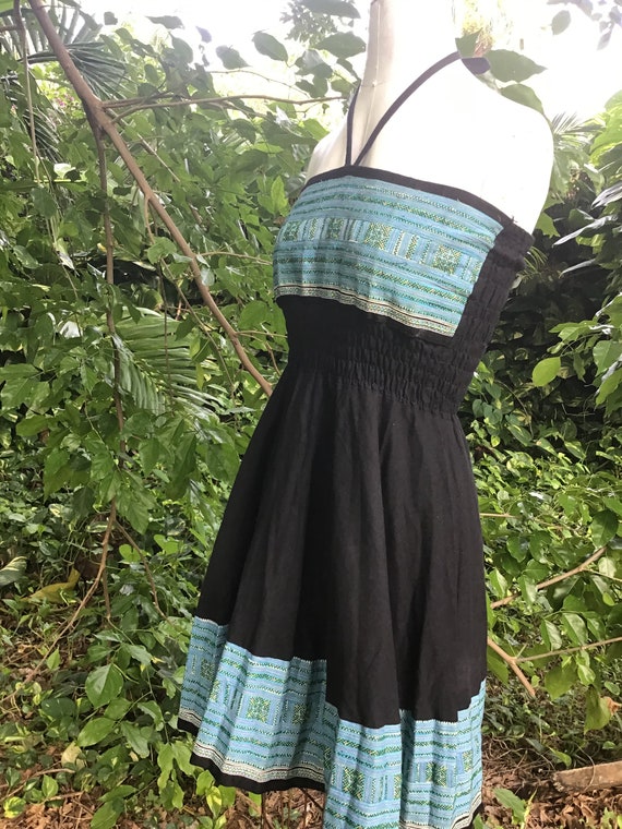 Vintage cotton halter-neck Dress - image 4