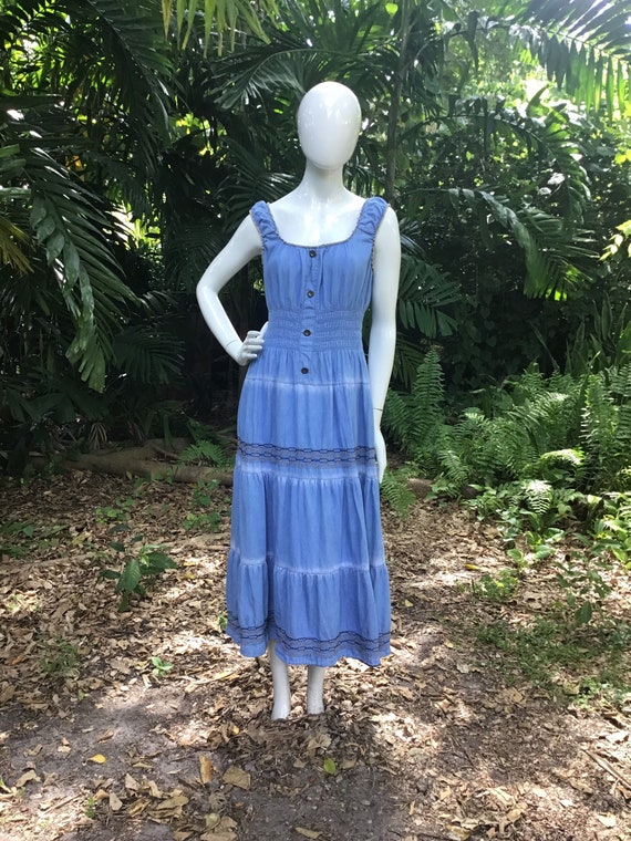 Vintage Denim 90s slip on Dress - image 1