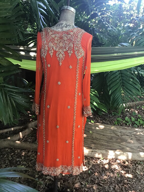 Rare find vintage Indian top/dress in silk with g… - image 2