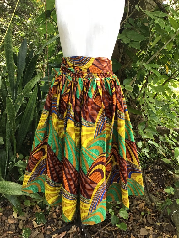 Vintage African print skirt 100%cotton - image 5