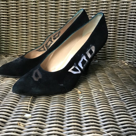 Vintage 80s Maud Frizon suede black shoes - image 1